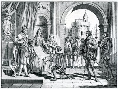 Christopher Columbus Presenting an Account of His Discovery of America to the King and Queen of Spain by Charles Grignion